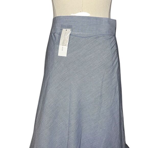NWT New York & Company Blue Wrap Around Maxi Skirt Size M Striped Ruffle - Picture 5 of 13